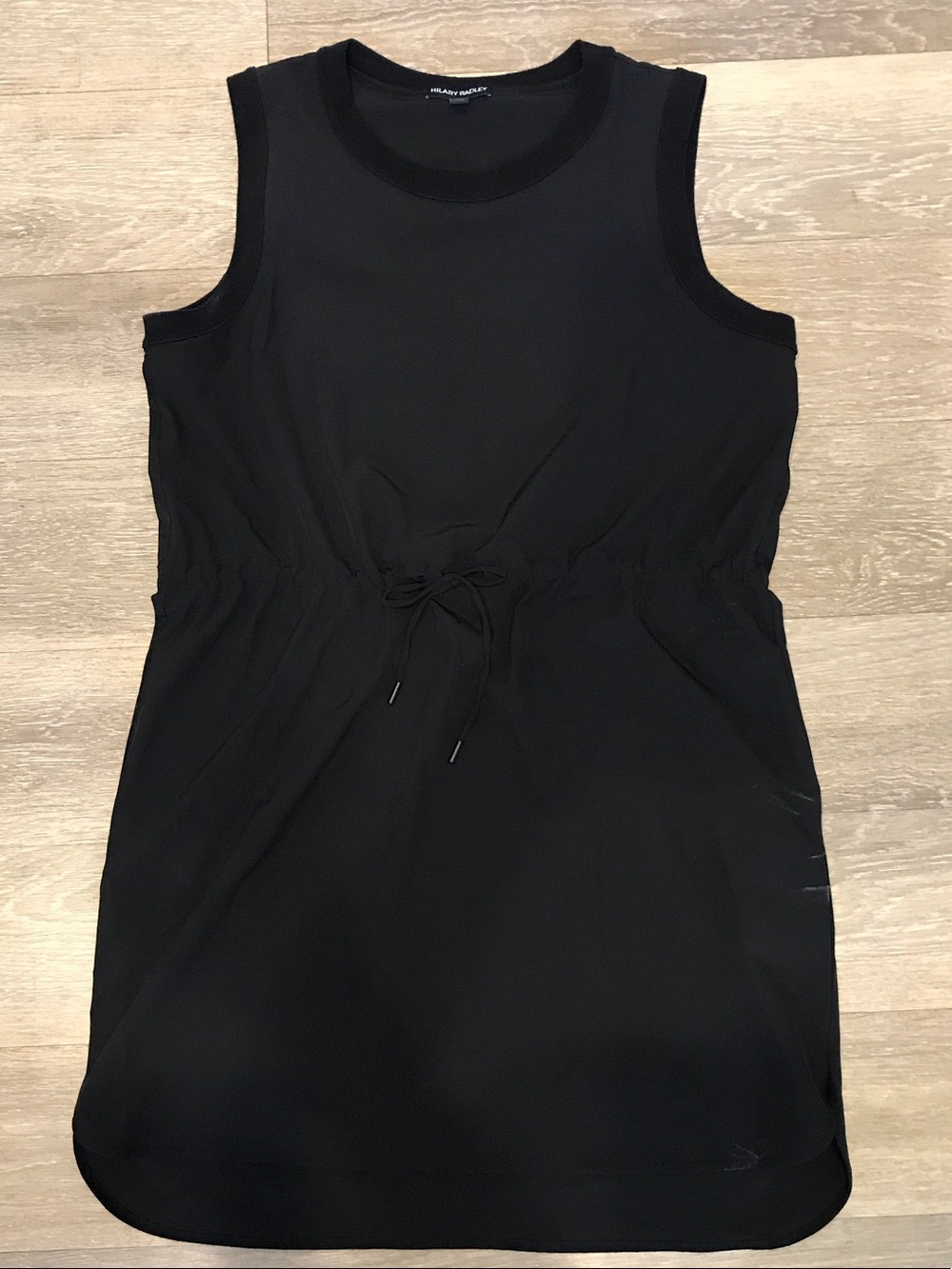 Hilary Radley Black Sleeveless Drawstring Midi Dress